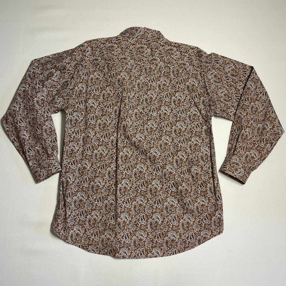 Cinch Shirt Men's Large Brown 100% Cotton Paisley Long Sleeve Button Up Western - Picture 11 of 13